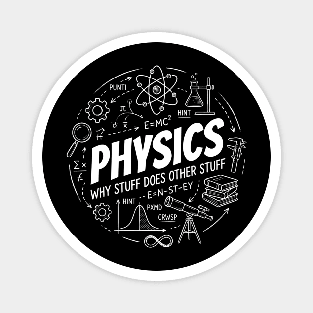 Physics Science Diagram – Why Stuff Does Other Stuff Magnet by ArtistTee ⭐⭐⭐⭐⭐